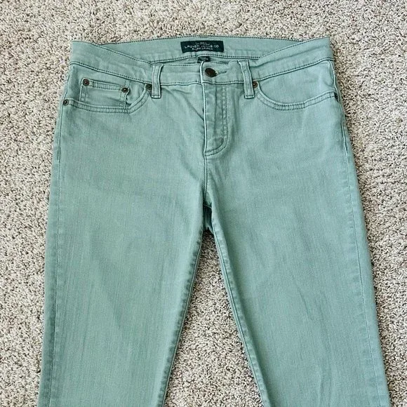 🍀 LAUREN RALPH LAUREN Women Light Green Modern Straight Cropped Pants Sz 6 x25" - Picture 3 of 6